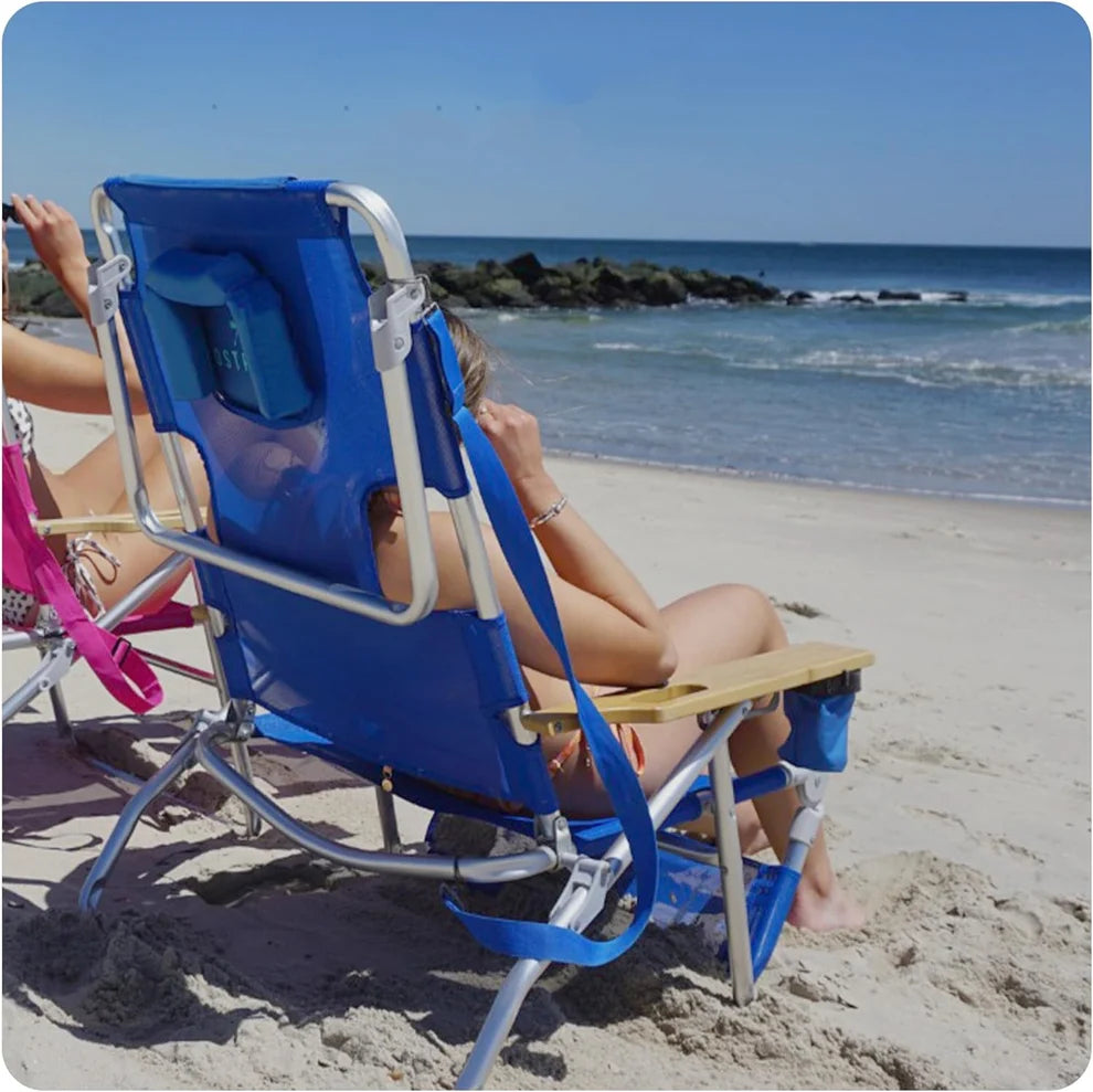 Sedia da spiaggia reclinabile portatile 3 in 1 con borsa termica