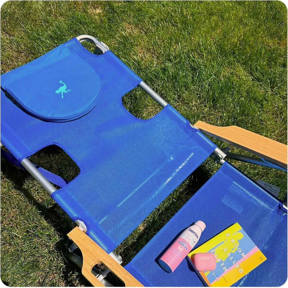 Sedia da spiaggia reclinabile portatile 3 in 1 con borsa termica